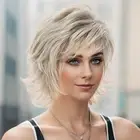 Blonde Brown Short Pixie Cut Wigs Mixed Color Women Bob Hair Ladies
