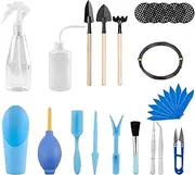 RoseFlower 17Pcs Succulent Plants Tools, Mini Garden Hand Transplanting Tools Set Miniature Garden Plant Care Potting, Cactus Kit Included Leaf Trimmer, transplanting Watering Tool, Bonsai Wire