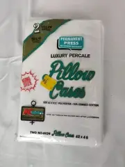 NEW Vintage Pillowcases K-Mart White 2 King Size 42X46 Luxury Percale No Iron