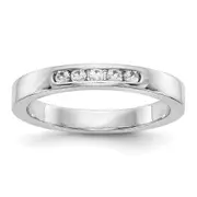 0.14ct. CZ Solid Real 14K White Gold 5-Stone Channel Wedding Band Ring