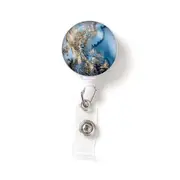 Fashion 1Pc Marbling Nurse Doctor Badge Reel Badge Holder Clip Retractable ID Badge Holder with 360 Rotating Alligator Clip