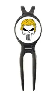 Trump Punisher MAGA Golf Ball Marker +Black Gunmetal Divot Tool