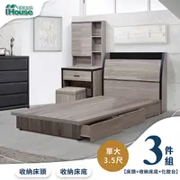 在飛比找PChome24h購物優惠-【Ihouse】香奈兒 觸控燈光房間3件組(床頭箱+3抽收納