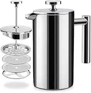 One&One Coffee Plunger 2 cup,Stainless Steel French Press Coffee Maker 350ml, Thermal Coffee Press Plunger.Tea Coffee Maker.