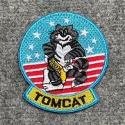US Stars & Stripes Embroidered Tomcat Flag Morale Patch, Airforce, UBACS, Bergen