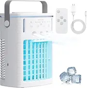 Personal Portable Air Conditioner with 1600ml Capacity, 2/4/8H Timer, 3 Powerful Speeds, 7-Color LED Evaporative Cooler for Room, Office, Bedroom