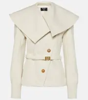 [Balmain] Balmain Asymmetric virgin wool coat UK 14 white
