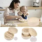 1/2Pcs Bamboo Steamer Basket Handmade Bamboo Dumpling Steamer 10 Inch StHAz