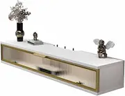 Floating TV Unit Floating TV Stand Shelf with Door Wall Mounted TV WiFi Router Socket Storage Box Media Console Entertainment Center Under TV Floating Cabinet Storage Rack Floating TV Cabinet(White)