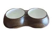Whisker City Cat double bowl Wood grained Melanie New