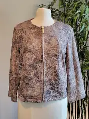 NWT Chico's Light Bomber Style Sequinned Reptile Snake Zip Jacket Beige Sz 1 M/8