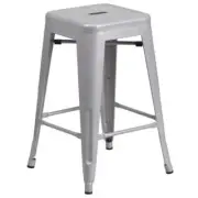 Flash Furniture 24" Metal Backless Counter Stool in Silver