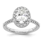 14k White Gold 1/2 Ct. Lab Grown Diamond VS/SI+ G+ 1 1/2 Ct. Center Oval Halo Engagement Ring