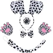 Mouse Costume Set for Kids & Adults - Mice Ears Headband with Bow Tie, Gloves, Tail & Nose - Furry Animal Costume Accessories for Halloween, Cosplay, Carnival,World Book Day