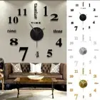 Frameless DIY Wall Mute Clock 3D Mirror Surface Sticker Home Office Decoration,