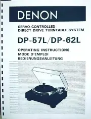 Denon Model DP-57L/DP-62L Direct Drive Turntable Owners Manual