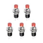 Push Button Switch SPST 1 NO Momentary Round Button 7mm / Red / 5 Pcs