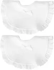 RORPOIR 2-Piece Elegant Bibs Set - White Lace & Scalloped Drool Bibs for Cotton Bandana Bibs Perfect for Baptism Weaning Teething Infants and Princess Style Bibs, White, 28x24x0.5cm