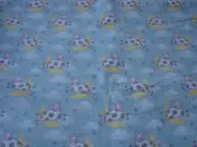 Cow Moon Jump Blue Flannelette Cotton Fitted Cot Sheet Handmade
