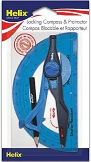 Helix - Plastic Locking Compass and Plastic Compass & Protractor 2 Piece Set