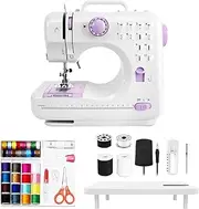 Portable Mini Electric Sewing Machine Sew Set for beginners with 12 Built-in Stitches 2 Speed with Foot Pedal, Light, Storage Drawer