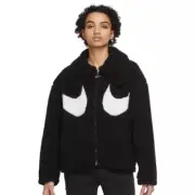 Nike Sportswear Swoosh Sherpa Jacket Full Zip Women's Size S, Black