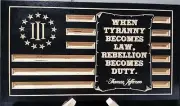 Thomas Jefferson Quote ( TYRANNY ) Wood Carved American Flag