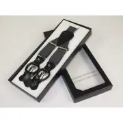 ELEGANT Suspenders Clip on and Button Option for Slacks or Suit Pants Charcoal