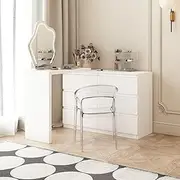 Luxsuite 6 Chest of Drawers Dresser Tallboy Storage Cabinet Makeup Vanity Table Beauty Work Station Bedside Adjustable Bedroom Furniture White