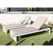 Kansas Outdoor Aluminium Sun Lounge Set on Wheels in Sunbrella with Hugo Side Table - Outdoor Aluminium Lounges