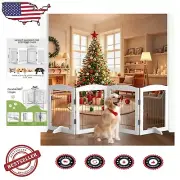 Durable 32-Inch Free Standing Pet Gate - Punch-Free, Assembled & Portable