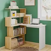 Computer Desk Office Study Table Adjustable Computer Table with Storage Shelving