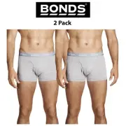 Mens Bonds Guyfront Trunk 2 Pack Cotton Stretch Seamfree Grey Fly Sport MZVJ