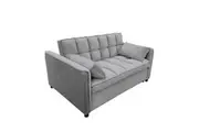 Sarantino Quincy 2-Seater Velvet Sofa Bed in Dark Grey with Wooden Frame and Tufted Design