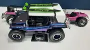 COX .049 DUNE BUGGY CAR STAND. WITH TOP & 2 SURFBOARD'S W/RACKS.