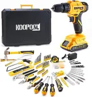 21V Tool Kits for Men Cordless Power Drill Box with Battery Yellow