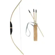 Wooden Bow Set For Kids Beginners With 3 Safe Arrows 1pcs Quiver Youth Traditional Bow Archery Set Children Practice Toy Gift