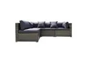 LONDON RATTAN 4 Seater Modular Outdoor Lounge Sofa Setting, Grey