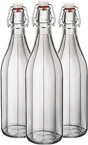Bormioli Rocco Oxford Clear Wine Water Table Serving Swing Top Bottle - 1000ml - Pack of 3
