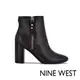 NINE WEST TAKES 9x9粗跟高跟踝靴-黑色