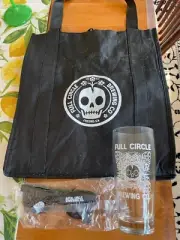 Full Circle Brewing Fresno Skeleton Skull Swag Bag w/ Pint Glass Sunglasses New!