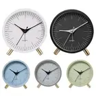 Round Quartz Alarm Clock Simple Design for Desk with Soft Night Light Feature
