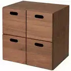 MUJI STACKABLE WOOD CHEST 4 SQUARE DRAWERS WALNUT 14 x 14 x 11 in FedEx