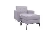Design Square Fabric Accent Lounge Relaxing Chair W/ Ottoman - Light Brown