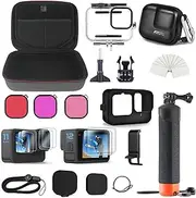 FitStill 60M/196FT Underwater Waterproof Case with Dive Filters Compatible for Go Pro Hero 12 Black/Hero 11 Black/Hero 10 Black/Hero 9 Black,Monopod Floating Hand Grip Dive Accessory Kit