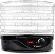 [Devanti] Food Dehydrator, 5 Trays 245W Electric Dehydrators Dryer Machine Oven Jerky Yogurt Fruit Maker Home Small Kitchen Appliances, Plastic Adjustable Temperature Control Black