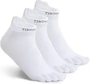 [TikMox] 3 Pack Toe Socks Women Men Ankle Coolmax Running Compression ahletic Sock