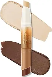 FOCALLURE 2 in 1 Cream Bronzer and Highlighter Stick,Non-greasy & Non-drying Contour Pencil,Easy to Create a Natural Matte Finishing,Long Lasting & Waterproof Face Brighten Make up Pen,MELTED BUTTER