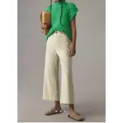 Anthropologie The Colette Cropped Wide-Leg Pants by Maeve 26 Mint