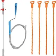 Snake Drain Cleaner Drill 50ft,Drain Clog Remover,Sink Snake Drain Auger Hair Catcher with Easy Operation，Plumbing Snake for Kitchen, Sewer and Showers